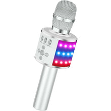Silver BONAOK Q78 Bluetooth karaoke microphone with LED lights