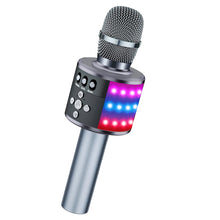 Space Grey BONAOK Q78 Bluetooth karaoke microphone with LED lights