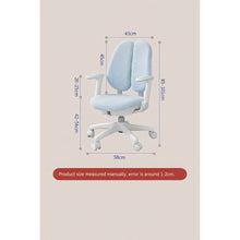 Kids Ergonomic Study Chair – Height Adjustable 85–101cm, Dual Back Support & Armrests, Rolling Swivel Desk Chair for Students, Blue