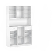 Large 8-Tier Kitchen Pantry Storage Cabinet – Freestanding Organizer with Drawers, Open Shelves, Cable Management Port & Anti-Tip Design for Kitchen, Dining Room & Home Office