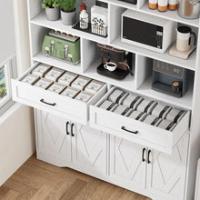 Large Kitchen Storage Cabinet with Hutch – 8-Tier Shelving, 2 Drawers & Closed Cabinets, White Pantry Cupboard with Doors, Anti-Tip Design, 47.2” Wide for Kitchen, Dining & Living Room