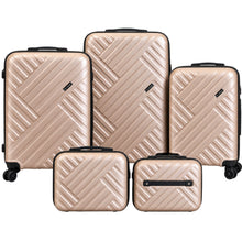 5-Piece Hardshell Luggage Set with Spinner Suitcases, 3 Colours - Champagne Gold