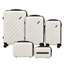 5-Piece Hardshell Luggage Set with Spinner Suitcases, 3 Colours - Ivory