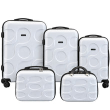 5-Piece Hardshell Luggage Set with Spinner Suitcases, 3 Colours - White