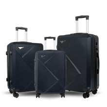 Black 3-piece ABS hardshell luggage set with spinner wheels