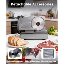 Silver electric meat slicer with adjustable thickness and removable blades - image 6