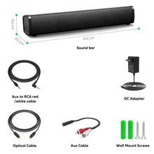 2.1 Channel Bluetooth Soundbar – Deep Bass, Optical & AUX Inputs, Wall-Mountable