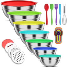 Professional Stainless Steel Mixing Bowl Set with Lids & 3 Graters | 7-Piece Space-Saving Kitchen Prep Set