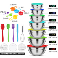 Professional Stainless Steel Mixing Bowl Set with Lids & 3 Graters | 7-Piece Space-Saving Kitchen Prep Set