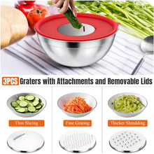 Professional Stainless Steel Mixing Bowl Set with Lids & 3 Graters | 7-Piece Space-Saving Kitchen Prep Set