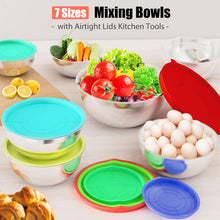 Professional Stainless Steel Mixing Bowl Set with Lids & 3 Graters | 7-Piece Space-Saving Kitchen Prep Set