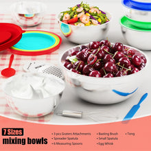 Professional Stainless Steel Mixing Bowl Set with Lids & 3 Graters | 7-Piece Space-Saving Kitchen Prep Set