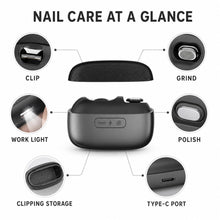 Electric Nail Clipper with Grinder, Light and USB-C, Gray - image 3