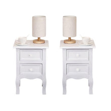 Set of 2 Bedside Table, Nightstand Organizer Storage Cabinet with 2 Drawers for Home, Bedroom (White)