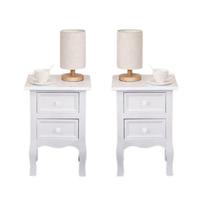 Set of 2 Bedside Table, Nightstand Organizer Storage Cabinet with 2 Drawers for Home, Bedroom (White)