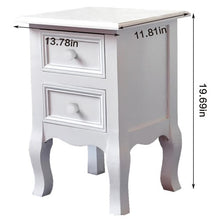 Set of 2 Bedside Table, Nightstand Organizer Storage Cabinet with 2 Drawers for Home, Bedroom (White)