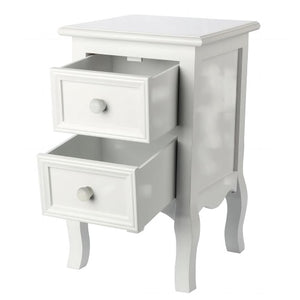 Set of 2 Bedside Table, Nightstand Organizer Storage Cabinet with 2 Drawers for Home, Bedroom (White)