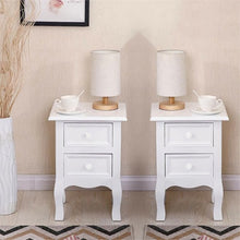 Set of 2 Bedside Table, Nightstand Organizer Storage Cabinet with 2 Drawers for Home, Bedroom (White)