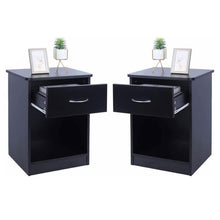 Set of 2 Nightstand, Bedside Table with Drawer and Open Shelf, Modern MDF Bedside Side End Table for Home, Bedroom