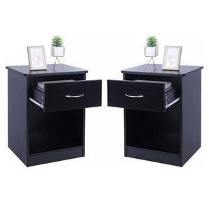 Set of 2 Nightstand, Bedside Table with Drawer and Open Shelf, Modern MDF Bedside Side End Table for Home, Bedroom