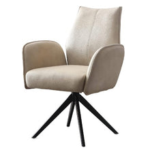 Modern Office Chair, No Wheel Ergonomic Upholstered Chair with Metal Legs, Swivel Base for Home, Living Room, Office (Beige)