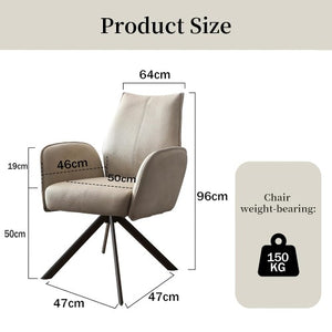 Modern Office Chair, No Wheel Ergonomic Upholstered Chair with Metal Legs, Swivel Base for Home, Living Room, Office (Beige)