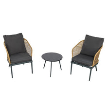 3-Piece Outdoor Furniture Set, Patio Wicker Bistro Set with Coffee Table and 2 Arm Chairs for Porch, Backyard