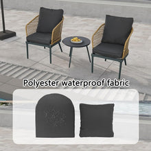 3-Piece Outdoor Furniture Set, Patio Wicker Bistro Set with Coffee Table and 2 Arm Chairs for Porch, Backyard