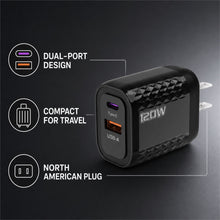 Dual-Port USB-C and USB-A Wall Charger, Black - image 2
