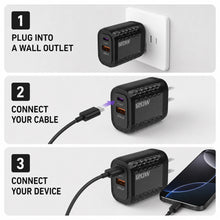 Dual-Port USB-C and USB-A Wall Charger, Black - image 10