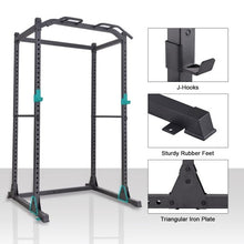 Power Cage, Multifunctional 1200lb Capacity Squat Rack with 2 Extra J-Hooks for Squats, Bench Press, Pull Ups, Strength Training, Home, Gym