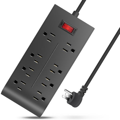 2-Pack Surge Protector Power Strip with 1.5M Cord, 8 AC Outlets, Flat Plug for Home, Office, Dorm Essentials, Wall Mount