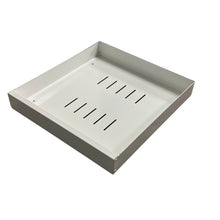 Pull-Out Metal Storage Rack with Smooth Glide Rails, Heavy-Duty Slide-Out Organizer Tray 40×42.2 cm with Ventilation Slots for Under-Sink, Kitchen, Office & Garage – White