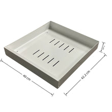 Pull-Out Metal Storage Rack with Smooth Glide Rails, Heavy-Duty Slide-Out Organizer Tray 40×42.2 cm with Ventilation Slots for Under-Sink, Kitchen, Office & Garage – White