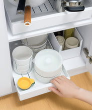 Pull-Out Metal Storage Rack with Smooth Glide Rails, Heavy-Duty Slide-Out Organizer Tray 40×42.2 cm with Ventilation Slots for Under-Sink, Kitchen, Office & Garage – White