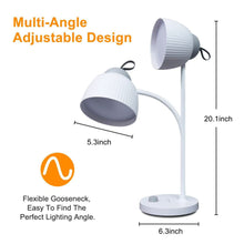 Adjustable LED Desk Lamp Rechargeable Portable Table Light with Flexible Gooseneck, Rotary Switch & Carry Hook – 20.1” Study & Reading Lamp for Bedroom, Office, Dorm