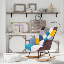 Patchwork Upholstered Rocking Chair – Wingback Glider with Solid Wood Rockers & Steel Frame, 26" Wide, 330 lb Capacity, Nursery & Living Room Accent