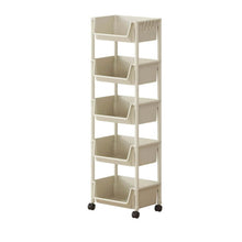 5-Tier Slim Rolling Storage Cart with Bins, Wheels and Side Hooks
