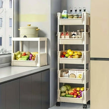 5-Tier Slim Rolling Storage Cart with Bins, Wheels and Side Hooks
