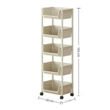 5-Tier Slim Rolling Storage Cart with Bins, Wheels and Side Hooks