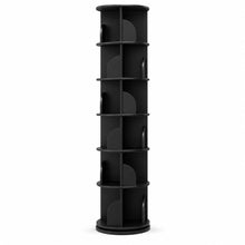 6-Tier Rotating Bookshelf 360° Revolving Storage Tower, Black - image 1