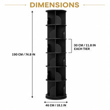 6-Tier Rotating Bookshelf 360° Revolving Storage Tower, Black - image 3
