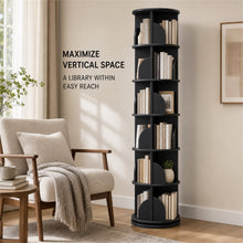 6-Tier Rotating Bookshelf 360° Revolving Storage Tower, Black - image 5