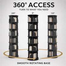 6-Tier Rotating Bookshelf 360° Revolving Storage Tower, Black - image 6