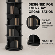 6-Tier Rotating Bookshelf 360° Revolving Storage Tower, Black - image 8