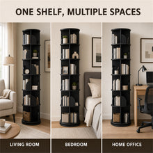 6-Tier Rotating Bookshelf 360° Revolving Storage Tower, Black - image 9