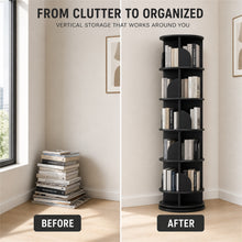 6-Tier Rotating Bookshelf 360° Revolving Storage Tower, Black - image 10