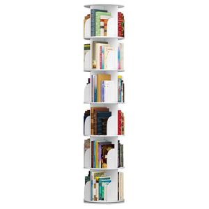 6 Tier Rotating Bookshelf, 360° Wood Rotating Stackable Shelves Bookshelf Organizer for Home, Bedroom, Office
