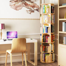 6 Tier Rotating Bookshelf, 360° Wood Rotating Stackable Shelves Bookshelf Organizer for Home, Bedroom, Office