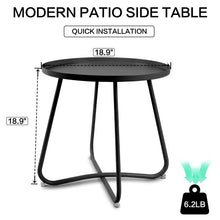 Outdoor Side Table, Round Modern Metal Side Table End Table for Home, Garden, Balcony, Yard (Black)